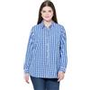 Ulla Popken Hemdbluse, Karo, Hemdkragen, Langarm, Krempelriegel Vestito, Blu Royal, 48 Donna