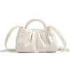 CUNGGI Borsa da sera da donna, piccola borsa da sera con perle,Pochette e Clutch da donna in morbida pelle increspata, borsa a tracolla per feste/matrimonio bianco