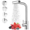 Vuxava Rubinetto Lavello Cucina con 4 Modalità - Miscelatore Cucina Inox con Doccetta Estraibile, Rubinetto a Cascata per Lavello Multifunzione