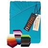 npluseins Lenzuolo con angoli elasticizzati classico in jersey, diversi colori e misure, 100% cotone, 159,192, 80-90 x 190 cm, turchese