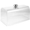 DOITOOL Alzata per torte con coperchio a cupola: copertura quadrata trasparente per alzata per torte, coperchio per piatto alimentare con manico in acciaio inox, 27 x 15,5 x 14 cm