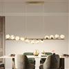 GEADI LED Lampadario Oro, 120CM Lampada a Sospensione Moderna per Tavolo da Pranzo con 12 Globi di Vetro, Plafoniere a Soffitto Regolabile, 50W Lampadari Lungo per Sala da Soggiorno, Cucine, Salotto