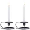 NUPTIO 2 Pezzi Portacandele Vintage a Forma di Cono in Ferro battuto, Chamberstick Portacandele Lungo con Maniglia e Vassoio per la Decorazione di Candelabro Natale Ristorante Sala