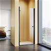 SUNXURY Porta doccia, 90 cm, colore nero, a sospensione, in vetro di sicurezza ESG, altezza 195 cm