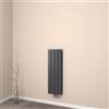 EMKE Radiatore ad acqua calda 90x30 cm, Radiatore piatto a doppio strato con attacco centrale, Design montaggio verticale a parete, termoarredo verticale, Nero