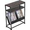 ZEXVIDA Tavolino piccolo per piccoli spazi, tavolino sottile con portariviste, design stretto 2 in 1, per soggiorno, camera da letto, comodino sottile (grigio)