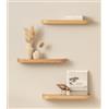 Kazai.® Mensole da Muro Set 'Toke' | 3 Mensola da Parete in Impiallacciato di Legno Vero | Scaffale in Legno Design per Decorazione e Organizzazione Bagno, Soggiorno, Cucina, Camera | Quercia