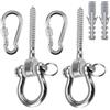 CHUEHKAK 2 Pezzi Gancio per Soffitto in Acciaio Inox 304, 180° per Altalena, Gancio a Dondolo M8 per carichi Pesanti, con 2 moschettoni, 2 Tubi di dilatazione, per amache e altalene