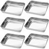 HEIHAK 6 teglie rettangolari quadrate in acciaio inox, 25,5 x 19,5 x 5,8 cm, contenitori da forno multifunzionali per torte, pane, pizze