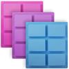 Senhai Stampi per Sapone in Silicone rettangolo 3 Pezzi, 6-Cavity Torta pagnotta teglie per Pane, Cioccolato Cheesecake Cornbread vassoi Fatti a Mano - Rosa, Blu, Viola