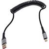 JZK Cavo a spirale da USB A a USB C per ricarica rapida per Apple CarPlay e Android Auto, cavo dati per caricabatteria da auto per iPhone serie 15 e 16 e per SAMSUNG/Xiaomi/OPPO/VIVO