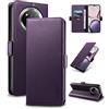 Yunubeyii Cover Libro per Honor Magic 7 Lite - [Blocco RFID] Luxury PU Leather Portafoglio Card Holder Magnetic Phone Custodia con Kickstand, Cover Protettiva Antiurto, Viola