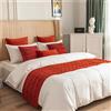Morbuy Runner Letto con Cuscini, Estivo Corridore del Letto Morbido Confortevole Sciarpa da Letto Modern Scarf Runner Hotel Bed Runners Decorazione Letto Matrimoniale (45x180+45x45cm,Rosso)