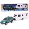 Toyland® Auto verde con roulotte staccabile - 1:32 Scala - SUV a ruota libera con rimorchio, veicolo giocattolo da collezione per bambini - Dai 3 anni in su