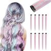 KASESSS 10 Pezzi Extension Capelli Colorati,Extension Clip Da 55 Cm,Clip In Extensions,Hair Tinsel,Per Bambini Ragazze Donne Festival Feste Halloween Cosplay