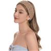 ZLYC - Fascia per capelli da donna fatta a mano, a maglia, con fiore all'uncinetto, colore: cachi