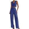 Kobilee Tailleur Donna Eleganti Curvy Pantaloni e Giacca 2 Pezzi Coordinato Completi Donna Estate Blazer Gilet Senza Maniche Tuta Elastici in Vita Set di Abiti in Tinta Unita