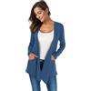 TownCat Cardigan Lungo Donna Elegante Maniche Lunghe con Tasche Aperto Davanti e Leggero Comodo Tinta Unita Versatile Cappotto Casual Marina M