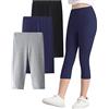 Adorel Leggings Pantaloni 3/4 Capri Bambina Pacco da 3 Nero, Blu Navy, Grigio Chiaro 10-11 Anni (Dimensioni del Produttore 150)