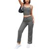 NLAND Tuta Sportiva da Donna Elegante Casual Completo Estiva Due Pezzi Canotta Senza Maniche e Pantaloni Lunghi con Coulisse Comodo Pigiama Set per Casa Yoga Fitness(Verde,M)