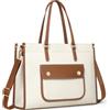RAINSMORE Borsa Donna Grande Borsa Lavoro Donna Borse Porta PC 15.6 Pollici per Computer Borse Università a Tracolla in Tela Tote per Business Ufficio Marrone