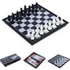 FISHOAKY 3-in-1 Set di Scacchiera, 32CM XL Scacchiera Magnetica, con Magnetici Scacchi, Backgammon, Dama, Applica a Giochi da Tavolo per Adulti, Bambini