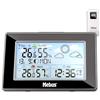 MEBUS Stazione meteo radiocomandata con sensore esterno, termometro/igrometro, orologio radio, indicatore di benessere valutato clima ambiente, previsioni meteo, calendario lunare, sveglia, colore: