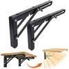 LeapBeast 2pcs Staffe per Mensole,Staffa Pieghevole,Mensola Pieghevole,Reggimensola Pieghevole per Tavolo Pieghevole,Tavolo da Parete,Mensole,Libreria Carico Massimo 50kg (nero, 400mm)