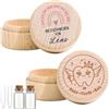 UZSUZZ 2 Pezzi Scatola Porta Dentini Da Latte, Portadentini Bambini in Legno Naturale,Organizzatore Ricordi Denti Perduti per Bambine e Bambini, Battesimo e Compleanno