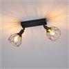 Klighten Faretti da Soffitto Vintage Orientabili con 2 Attacco E14, Nero Industriale Plafoniera 2 Luci, lampada Soffitto per Cucina, Soggiorno, Camera da Letto, 26.5cm, Lampadina non Inclusa