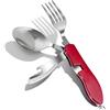 ZIMAIC set di Posate pieghevoli multifunzionali 4 in 1, Stoviglie per utensili da campeggio all'aperto, portatili, in acciaio inossidabile, per viaggi - rosso