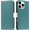 Butnyeoe Cover per iPhone 16 Pro Case,Custodia iPhone 16 Pro Libro,Trama Litchi PU Pelle Protettiva Portafoglio Flip/Folio Wallet Case Con Slot per Schede e Magnetica Supporto,Verde/Lago Blu