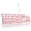 SbocKeeb Tastiera Illuminata PC, Tastiere Membrana Retroilluminati LED con Cute Tasti Rotondi, 104 Tasti Fullsize Tastiera USB Filo per PC/Win/Mac/Laptop QWERTY americana