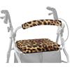 Dngkaoje Set di coprisedili e schienali per deambulatori con motivo leopardato, lavabile, antipolvere, con accessori per sedili, copertura decorativa per sedili per camminatori