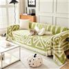 VanderHOME Copridivano in Ciniglia Stile Boho, Coperta Decorativa Multifunzionale, Foulard Copridivano, Adatta per divano, Letto, Poltrona, per tutte le stagioni con frangia 180 * 150cm-Verde