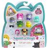Squish-a-longs Confezione da 8 (stile 1- W2) - (8) Mini-Squish da 2,5 cm con (2) accessori, (1) anello e una guida per collezionisti - Colleziona, commercia e gioca