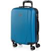 ITACA - Bagaglio A Mano Rigido Leggero Bagaglio A Mano 55X40X20 con 4 Ruote Silenziose Trolley Cabina Estensibile Viaggio Aereo Ergonomico Durevole. Compatibile Ryanair, Blu/antracite
