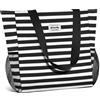 HOMESPON Borsa da spiaggia grande, impermeabile, con cerniera e tasche, per donna, Banda nera e bianca, 36 cm x 14 cm x 38 cm