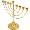PRETYZOOM Portacandele Ebraico in Metallo Dorato con 9 Rami Candelabro Vintage per Hanukkah E Decorazione della Casa 24X20X9 Cm