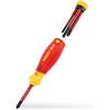 Wiha Set di cacciaviti misti PocketMax Electric 4 pezzi con punta riponibile (45296) I Set di cacciaviti con caricatore in punte sottili per elettricisti I fessura/fessura a croce/Plus Minus