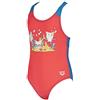 ARENA AREAX|#Arena Friends Kids Girl One Piece One Piece, Bimba, Fluo Red/Turquoise, 1-2