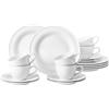 Seltmann Weiden Servizio 18 Pezzi, per Un Massimo di 6 Persone, Serie Beat, 6 Piatti da Colazione, piattini e tazzine da caffè, 0.26 Litri, Porcellana Dura, Bianco