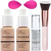 Hilareco Phoera, fondotinta liquido opaco per donne, copertura completa, primer Phoera, correttore Phoera, pennelli Kabuki (103+104/pesca calda+beige chiaro)