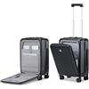 Hanke 20 Pollice Carry On Bagagli con Ruote PC Hard Shell Valigie Leggero Apertura Anteriore TSA Bagagli Viaggio Valigia Donna Uomo, Nero corvino, Carry on 20-Inch, Valigia
