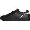 Tommy Hilfiger Donna Sneakers Vulcanizzate Foxing in Pelle, Nero (Black), 42