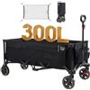 TIMBER RIDGE XXXL Carrello pieghevole 300L 160KG con Freno Reti Anti-Caduta Carrello di Trasporto Tasca Laterale Porta Bevande Maniglia Regolabile Carrello per giardino da spiaggia da campeggio