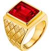 PMTIER Uomo 18K Oro Placcato Grassetto Acero Inoxidable Anello con Rosso Pietra Misura 14