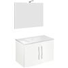 Composizione bagno 81cm , lavabo in ceramica , mobile e specchio con lampada modello Corallo 4055