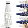 Grsta Borraccia Termica, 500ml Borraccia Bambini, Borraccia Termica Personalizzata con Gatto, Borraccia Metallo Senza Perdite, 18/8 Acciaio Inox, Termos per Scuola, Uffici, Campeggio, Ciclismo, Bianco