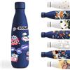 Grsta Borraccia Termica, 500ml Borraccia Bambini, Borraccia Termica Personalizzata, Isolato Sottovuoto, Borraccia Metallo Senza Perdite, Borraccia Bambini Acciaio, per Scuola, Ciclismo, Blu- Boom